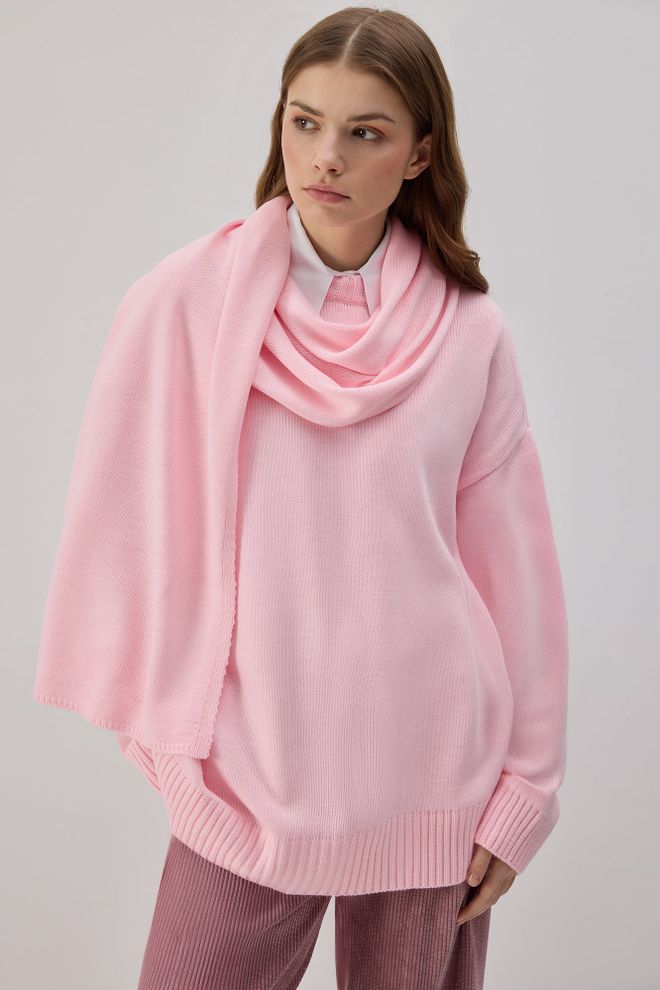 Touche Prive Ροζ Πουλόβερ Μεγάλα Μεγέθη Στρογγυλή Λαιμόκοψη Χονδρικό εμπόριο ενδυμάτων Casual