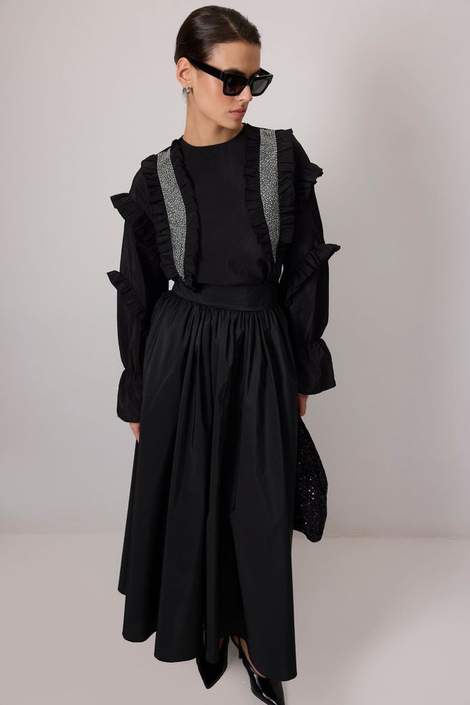 Touche Prive تونك كوبرا مزين بكشكشة مطرزة بالأحجار ملابس بالجملة 0