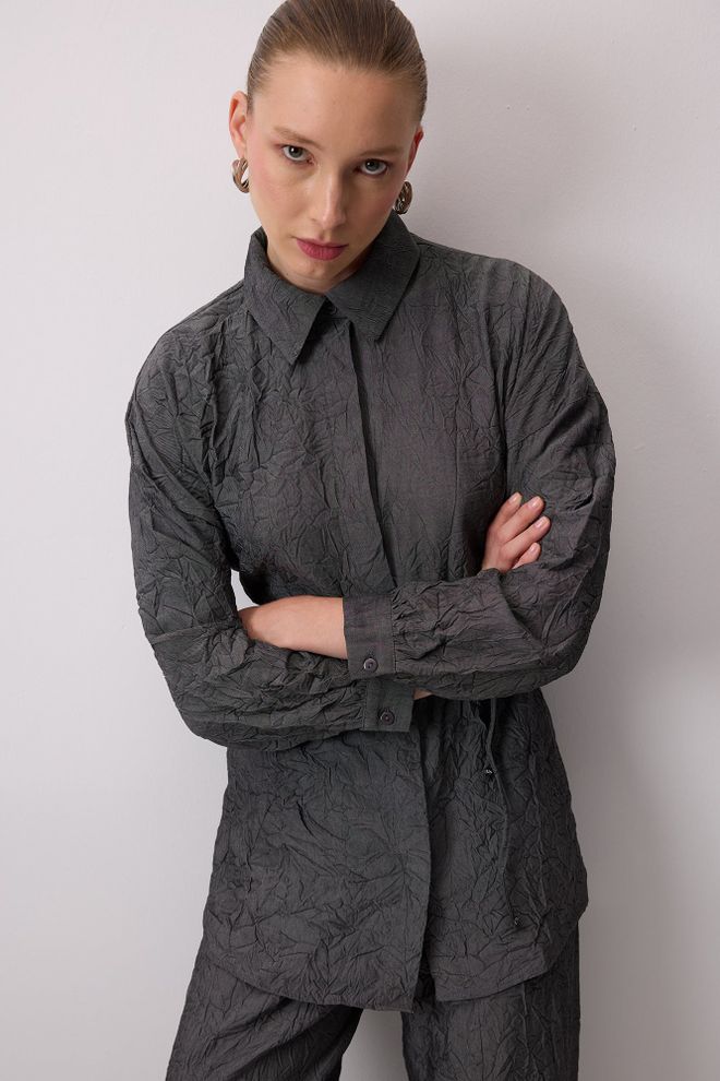 Touche Prive Grijs Elegant Formeel Set Met Palazzo Broek Groothandel Kleding Casual