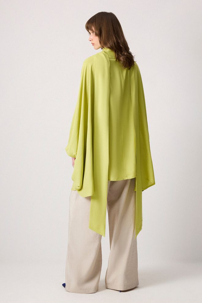 Touche Prive Green Ethnic Oversized Kimono With Balloon Sleeves Wholesale Clothing Modest