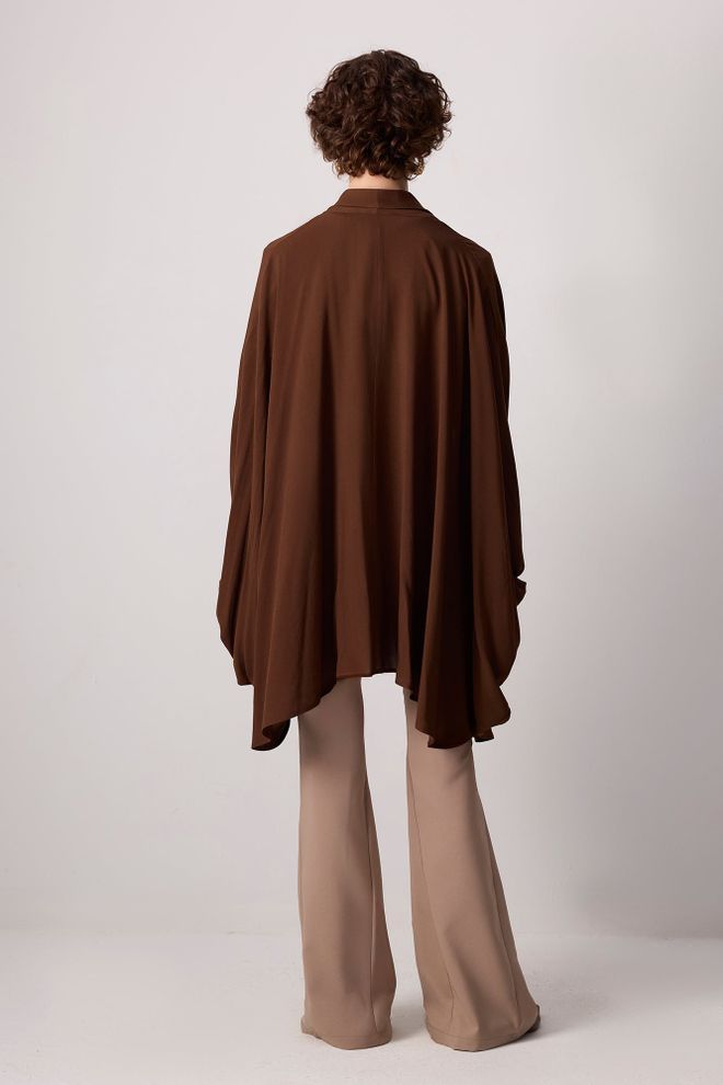 Touche Prive Hnedá Kimono Voľný Strih Dlhý Rukáv Na Gombíky Veľkoobchod s oblečením Skromný