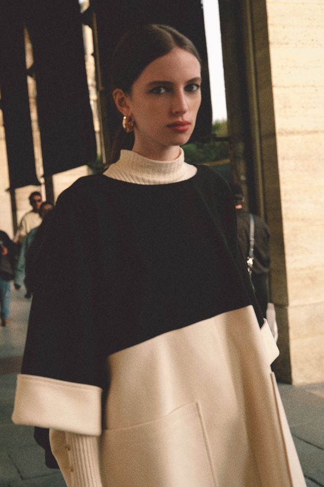 Touche Prive Poncho De Cachemir De Color Contrastante Ropa al por mayor 0