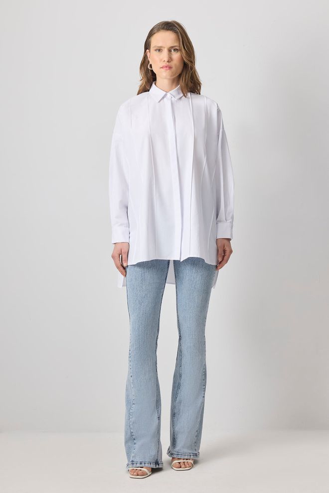 Touche Prive Camisa Blanca Oversize Con Cuello Polo Ropa al por mayor Modesto