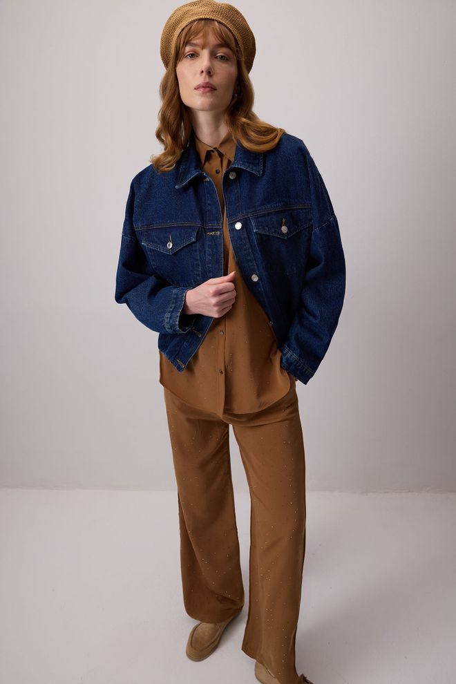 Touche Prive Браон Секвинед Неформалан Сет Са Палацо Панталонама Велепродаја одеће скроман