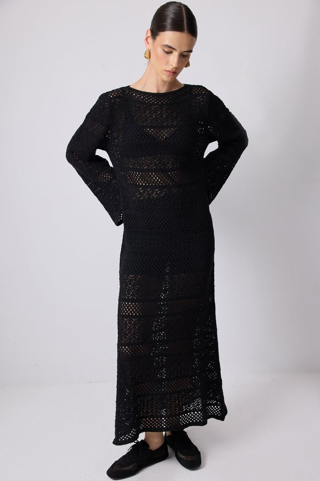 Touche Prive Элегантное Черное Платье футляр С Длинными Рукавами Оптовая продажа одежды Скромный