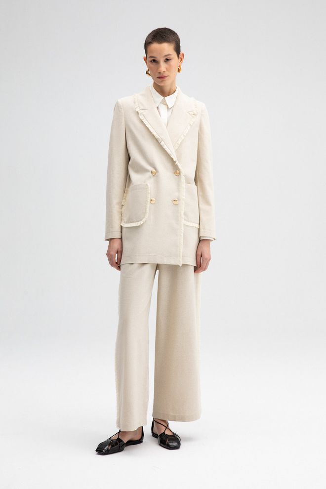 Touche Prive Бежевая Элегантная Двубортная Куртка Оптовая продажа одежды Повседневный