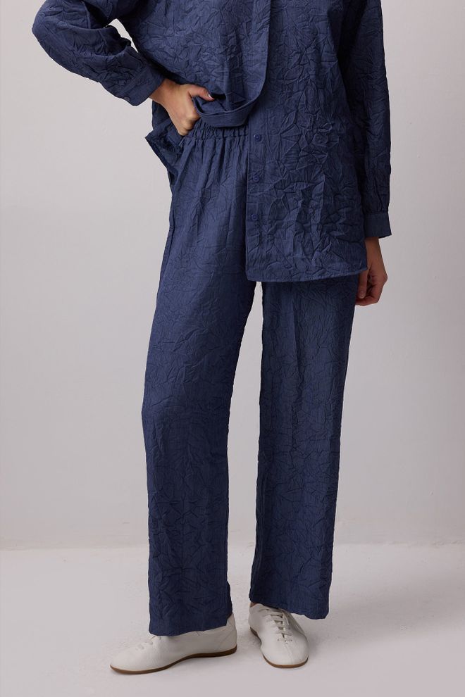 Touche Prive Marineblauw Elegant Palazzo Set Groothandel Kleding Bescheiden