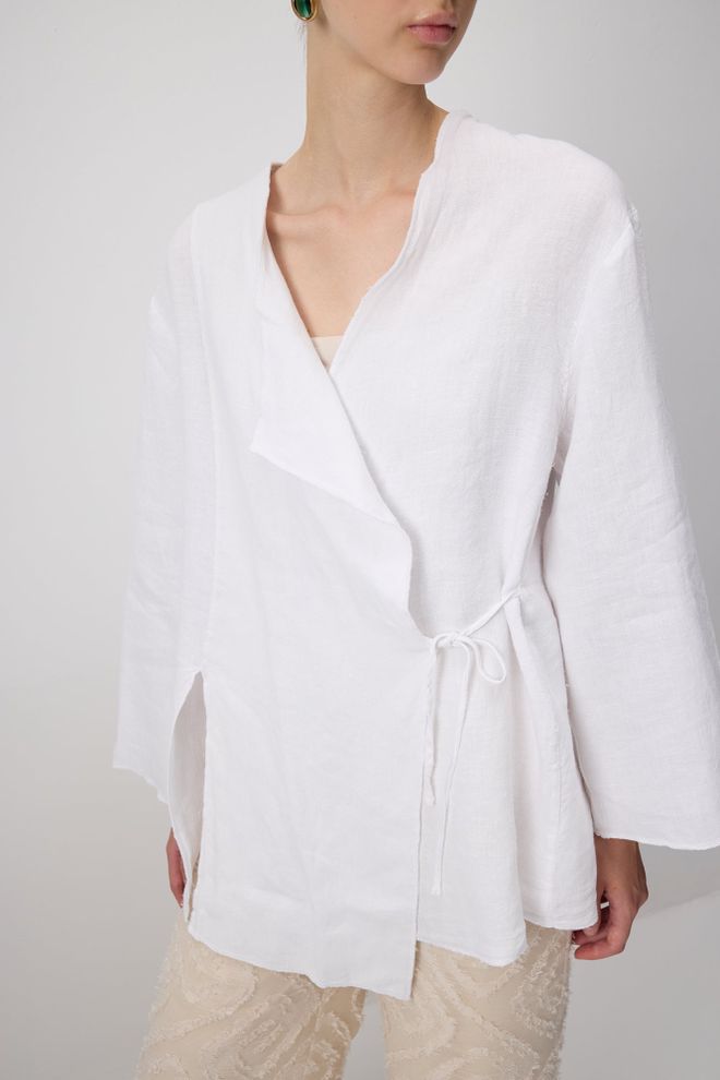 Touche Prive Belo Etnično Kimono Z V izrezom In Trakom Oblačila na debelo Ležerno