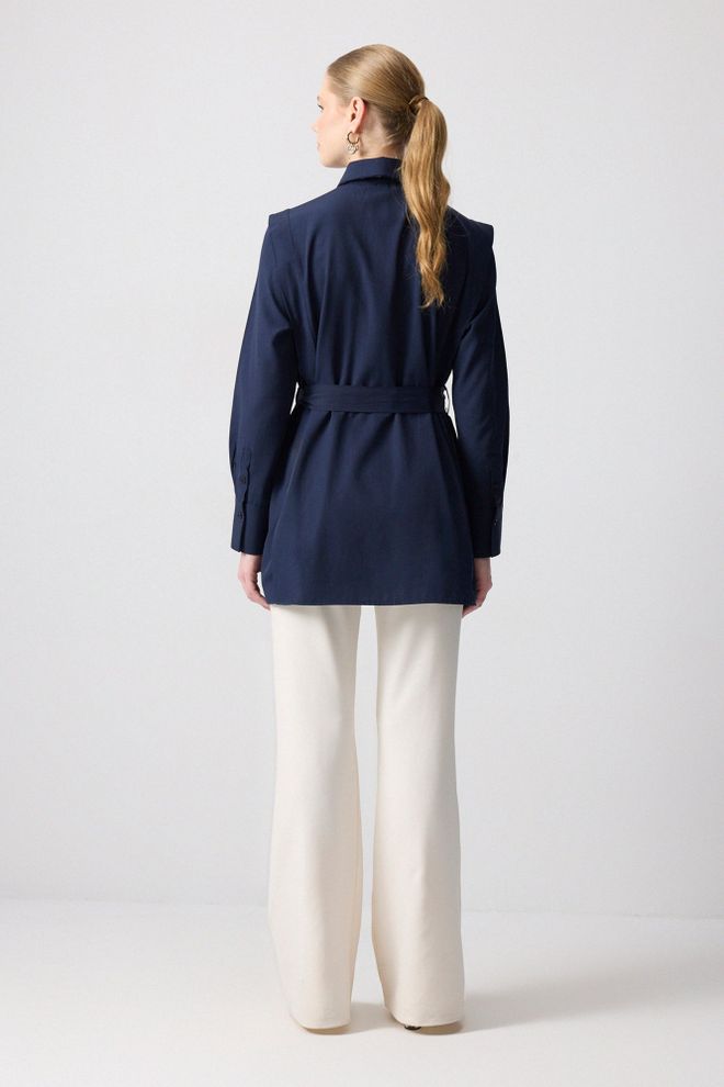 Touche Prive قميص رسمي أنيق الأزرق الداكن ملابس بالجملة رَسمِيّ