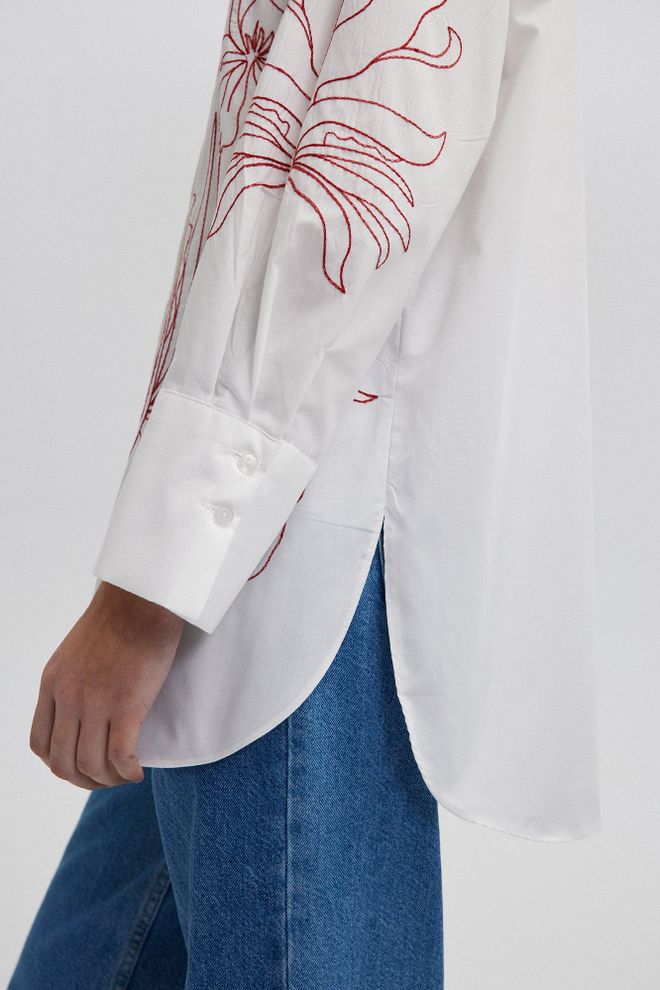 Touche Prive White Casual Elegant Floral Polo Neck Shirt Wholesale Clothing Casual