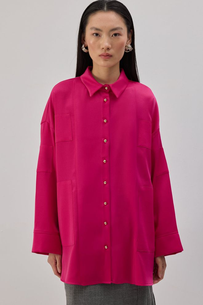 Touche Prive Φούξια Καθημερινό Κομψό Μετριοπαθές Πουκάμισο Χονδρικό εμπόριο ενδυμάτων Απλό