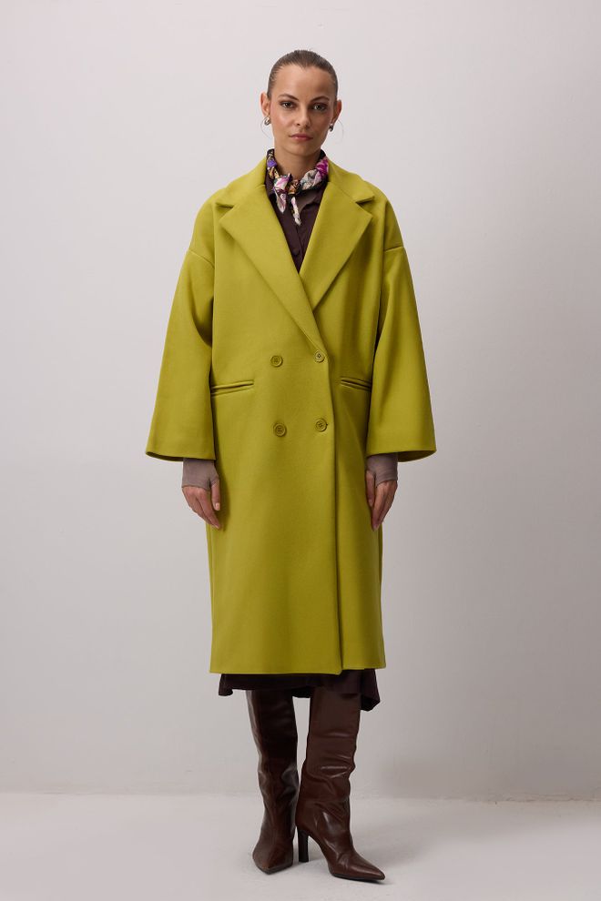 Touche Prive Πράσινο Κομψό Μακρύ Σακάκι Με Κουμπιά Και Μονόκουμπο Χονδρικό εμπόριο ενδυμάτων Casual