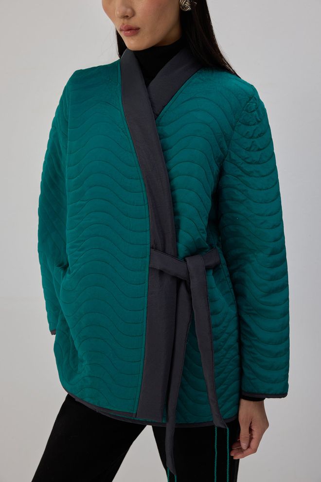 Touche Prive Зелена Етничка Враповер Јакна Велепродаја одеће скроман