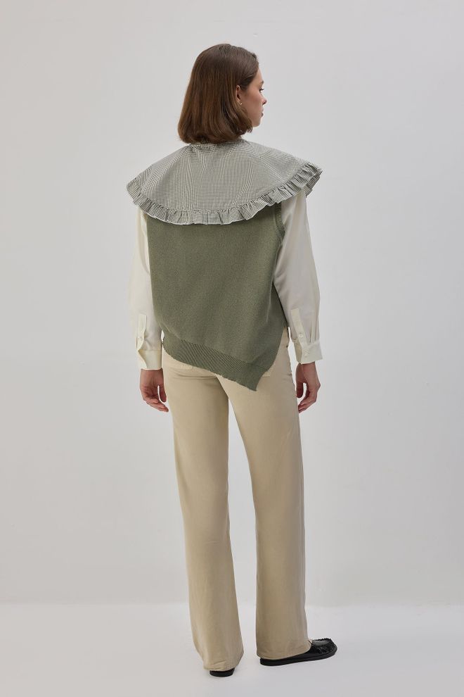 Touche Prive Verde Casual Conservator Elegant Preppy Vestă Îmbrăcăminte cu ridicata Conservator