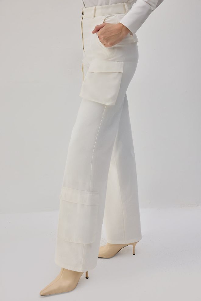 Touche Prive White Casual Elegant Formal Cargo Pants Wholesale Clothing Spring