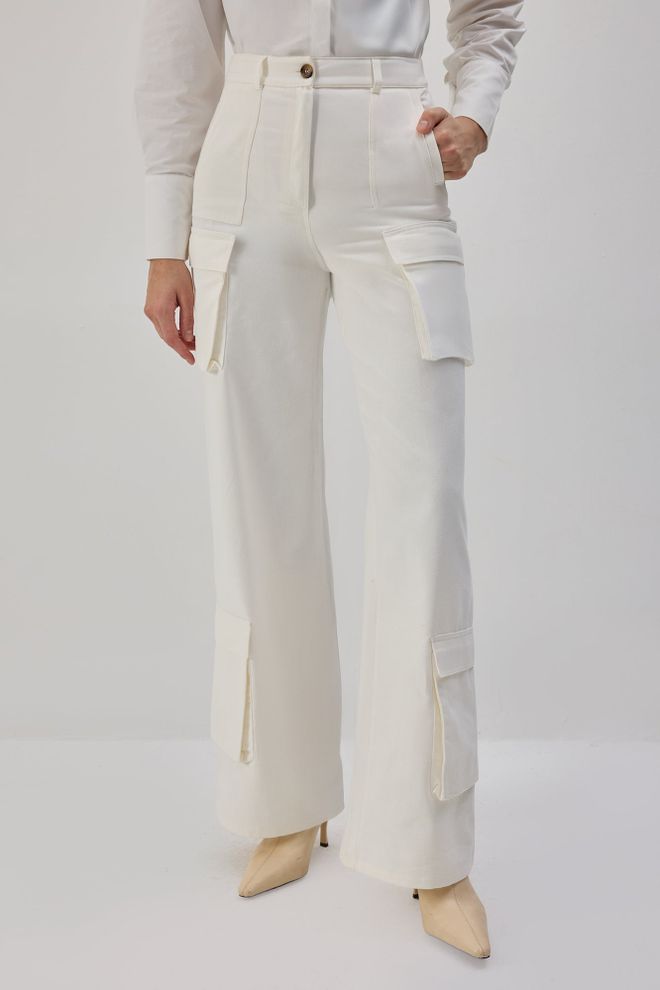 Touche Prive White Casual Elegant Formal Cargo Pants Wholesale Clothing Cocktail