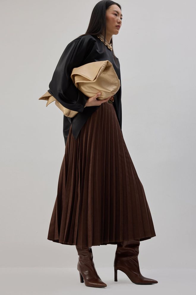 Touche Prive Fustă Plisată Maxi Maro Elegantă Îmbrăcăminte cu ridicata Casual