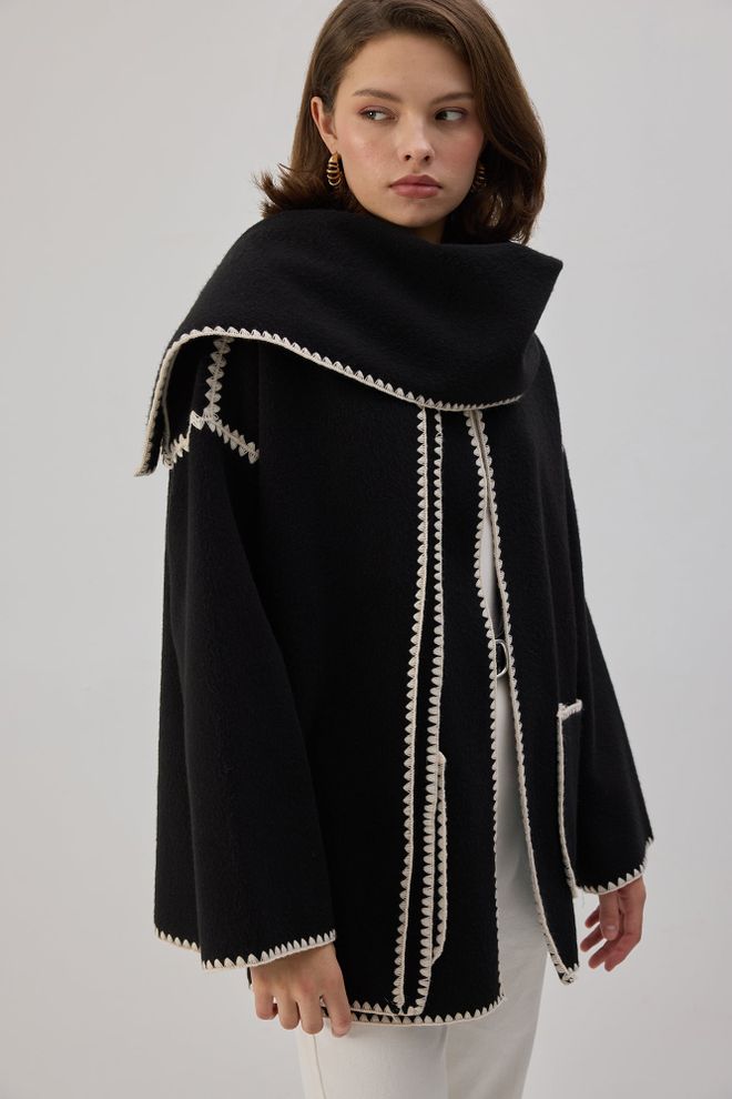 Touche Prive Geacă Shacket Oversized Casual Negru Îmbrăcăminte cu ridicata Casual