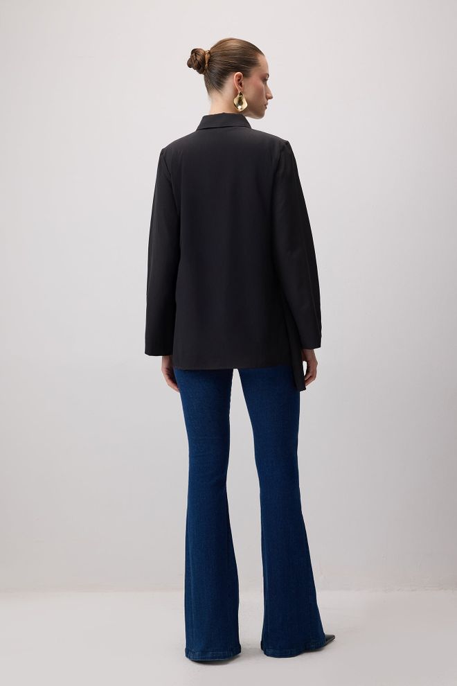 Touche Prive Black Polo Neck Elegant Shirt Wholesale Clothing Formal