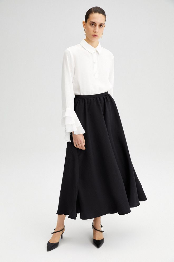 Touche Prive Gonna Nera Elegante A Vita Alta Svasata Maxi Abbigliamento all'ingrosso Annata