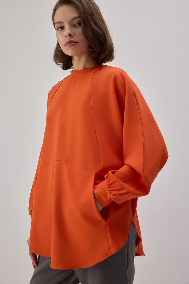 Touche Prive Orange Casual Oversized Fit Tunic Wholesale Clothing Casual