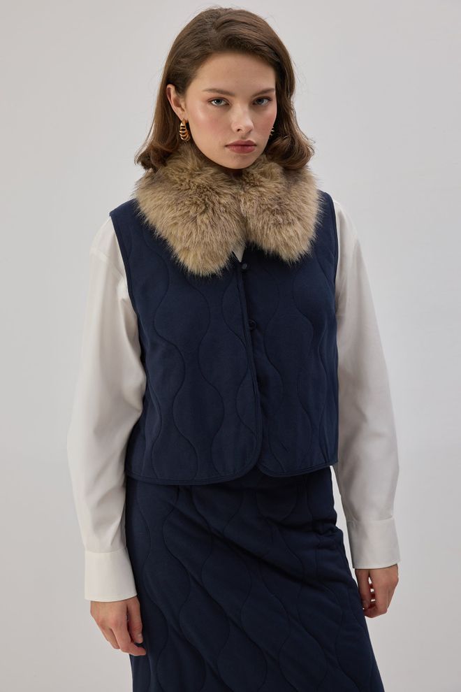 Touche Prive جلس أزرق داكن أنيق قديم مبطن ملابس بالجملة غير رسمي