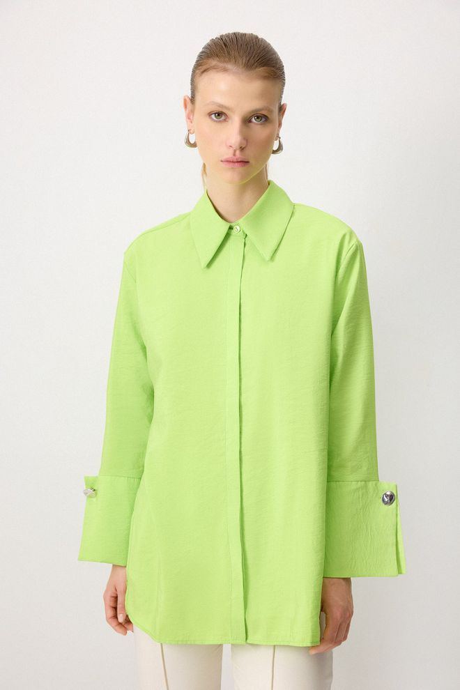 Touche Prive Chemise Vert Formelle Élégante Décontractée Vêtements en gros Décontracté