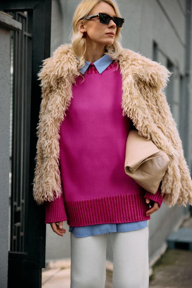 Touche Prive Túnica Fucsia Con Cuello Polo Y Ajuste Oversize Ropa al por mayor Casual