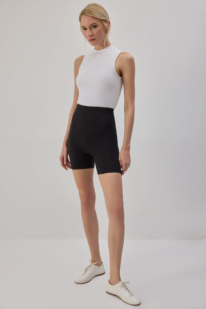 Touche Prive Black Biker High Waist Shorts Wholesale Clothing 1