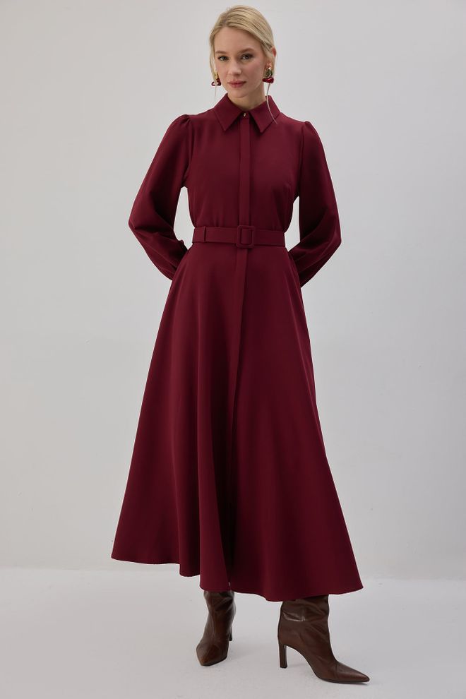 Touche Prive Claret Red Elegant A Line Dress Wholesale Clothing Modest