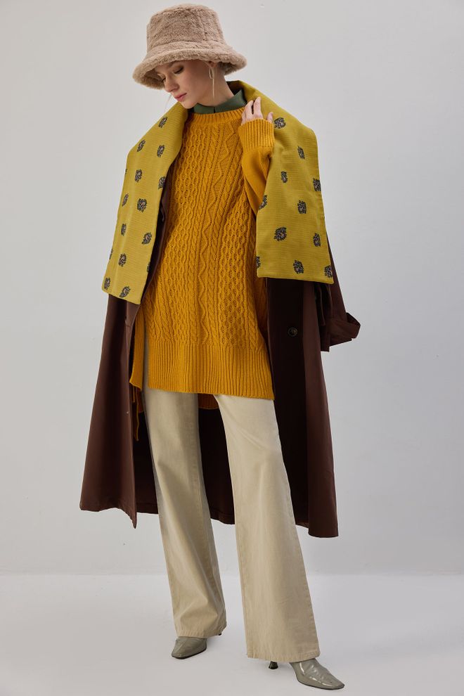 Touche Prive Yellow Casual Modest Elegant Tie Tunic Wholesale Clothing 1