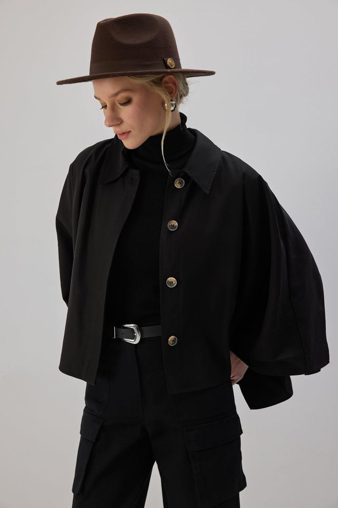 Touche Prive Black Casual Elegant Poncho Wholesale Clothing Casual