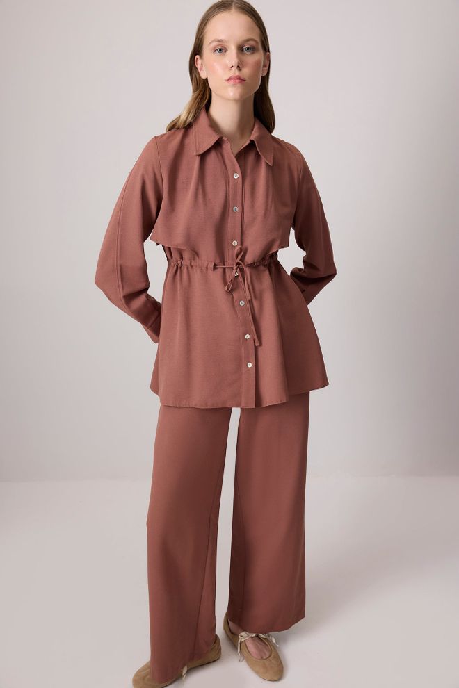 Touche Prive جلس بالازو بني أنيق ملابس بالجملة محتشم