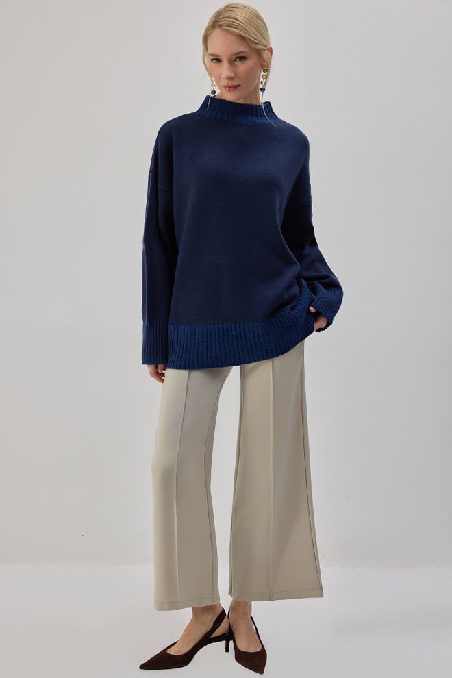 Touche Prive Túnica Azul Marino De Talla Grande Con Cuello Alto Ropa al por mayor Modesto