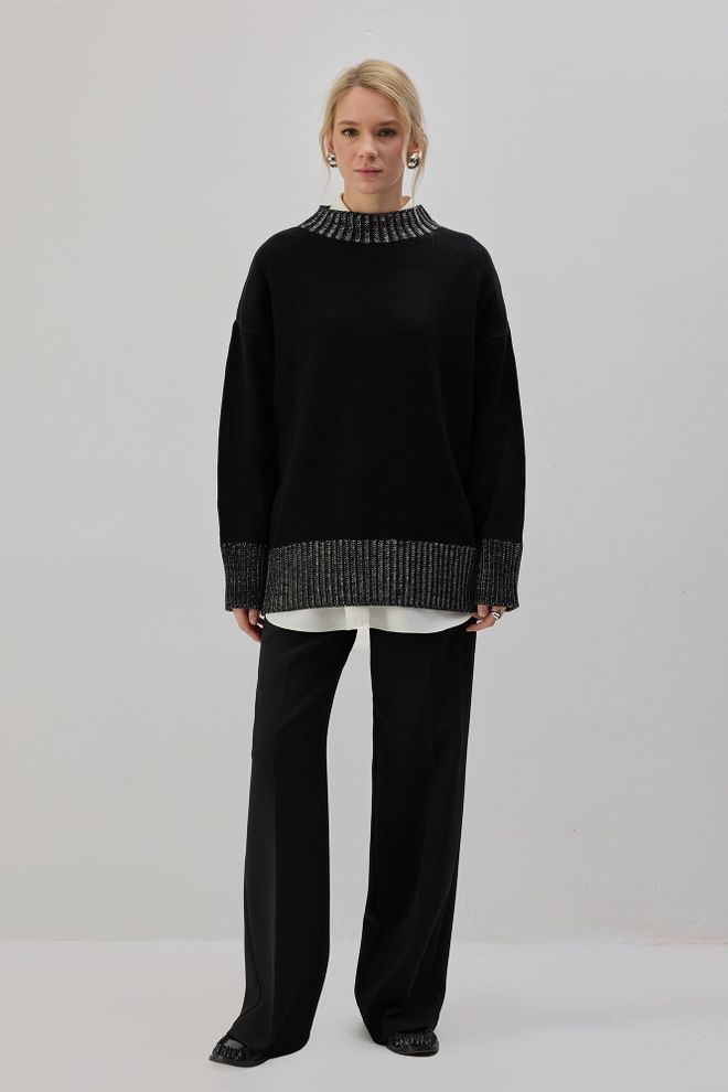 Touche Prive Black Oversized Fit Tunic With High Neck Wholesale Clothing Modest