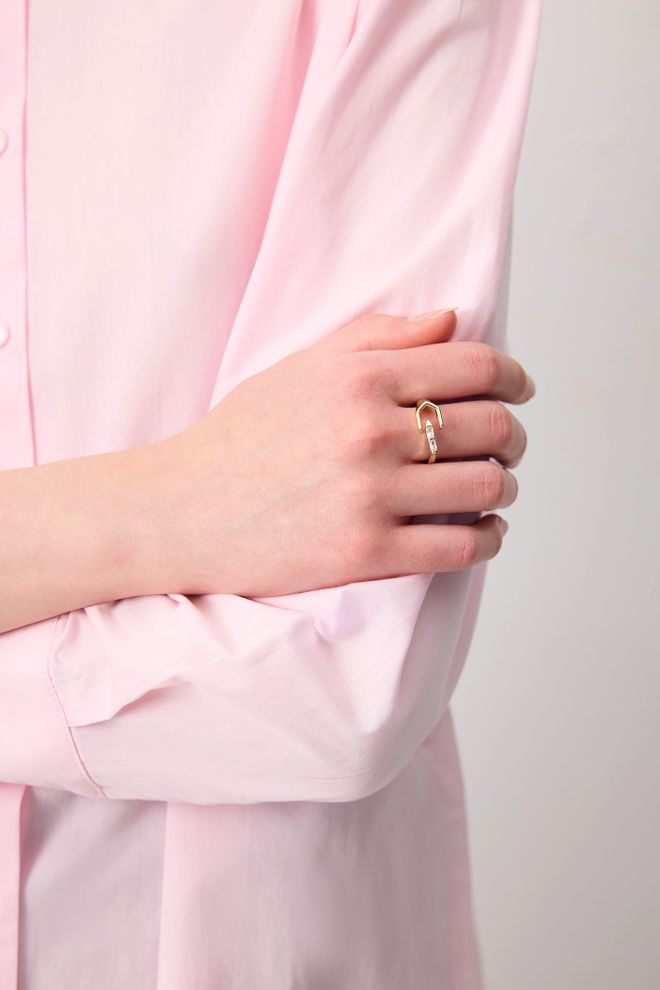 Touche Prive V Ring Mit Steinverzierung Großhandelskleidung 1