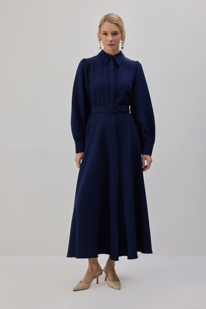 Touche Prive Lacivert Tesettür Zarif Resmi Elbise Toptan Giyim 1