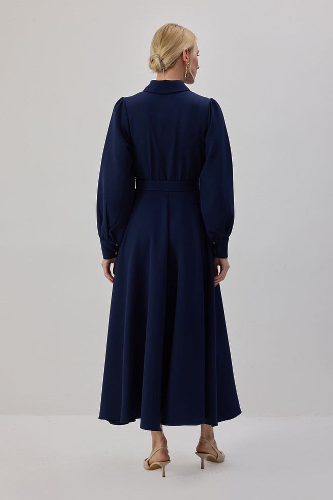 Touche Prive Lacivert Tesettür Zarif Resmi Elbise Toptan Giyim Resmi