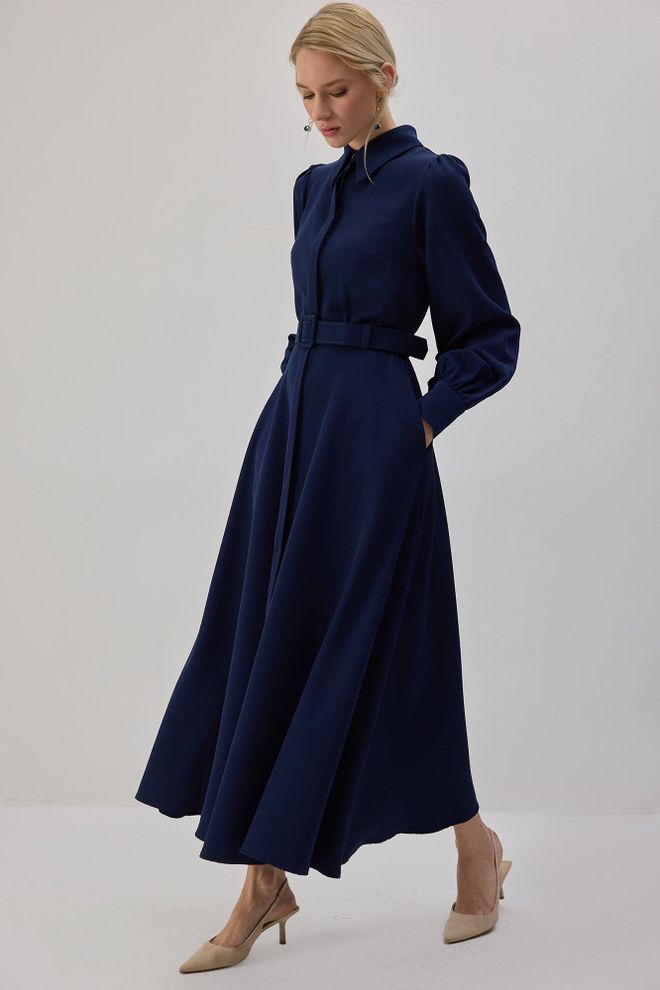 Touche Prive Marineblaues Modest Elegantes Formelles Kleid Großhandelskleidung Modest