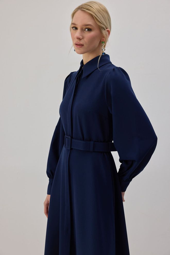 Touche Prive Lacivert Tesettür Zarif Resmi Elbise Toptan Giyim İş