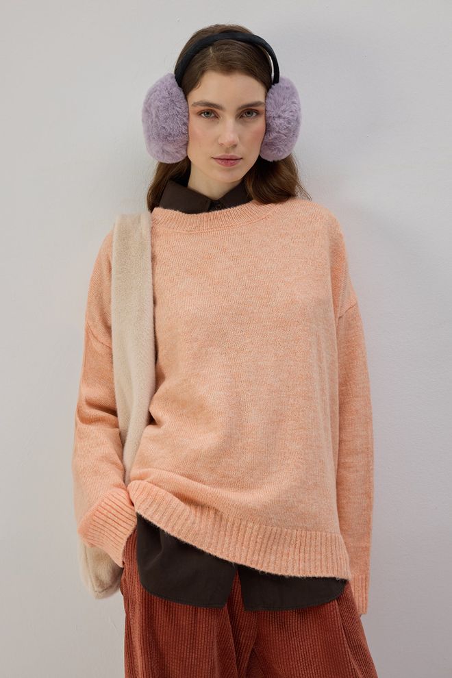 Touche Prive Beige Sweater Casual Oversized Crew Neck Long Sleeve Wholesale Clothing 1