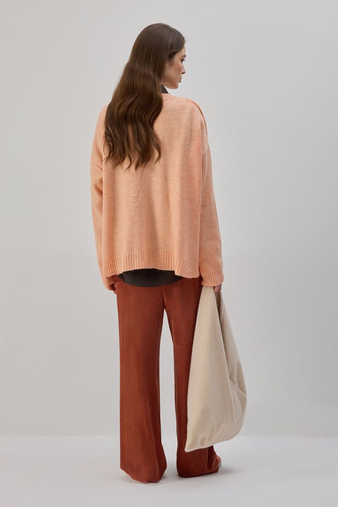 Touche Prive Beige Sweater Casual Oversized Crew Neck Long Sleeve Wholesale Clothing 5