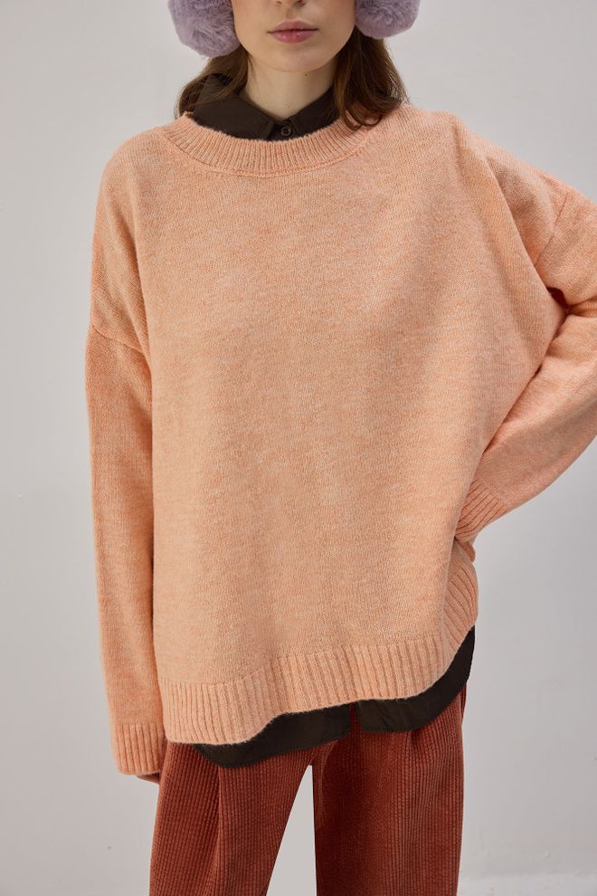 Touche Prive Beige Sweater Casual Oversized Crew Neck Long Sleeve Wholesale Clothing Lounge