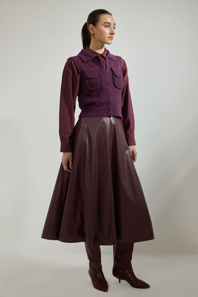 Touche Prive Lila Elegante Geknöpfte Weste Mit Pattentasche Großhandelskleidung Modest