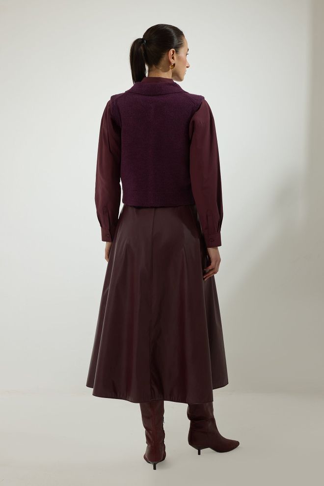 Touche Prive Mor Zarif Düğmeli Yelek Kapaklı Cep İle Toptan Giyim Gündelik