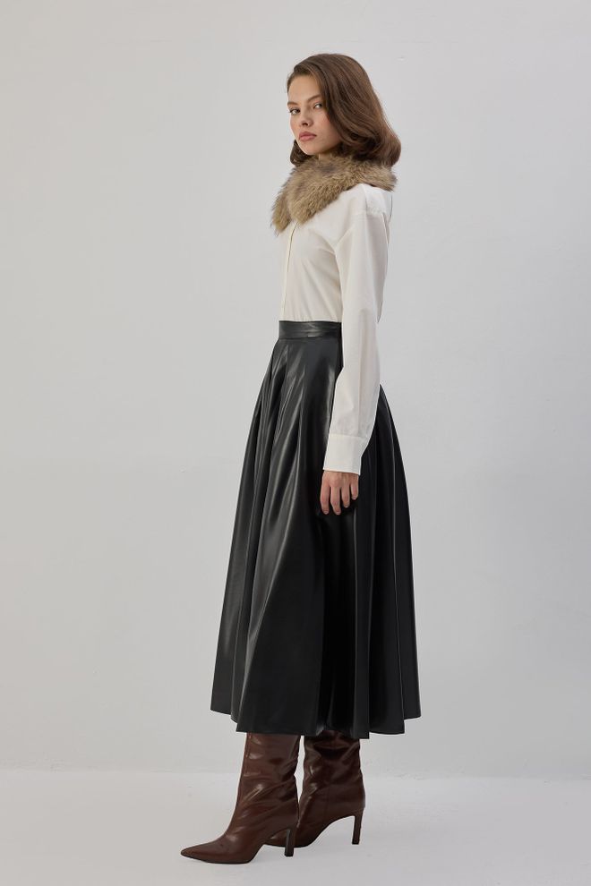 Touche Prive Juoda Retro Elegantiška Formalus Plisuotas Maxi Sijonas Didmeninė prekyba drabužiais 1