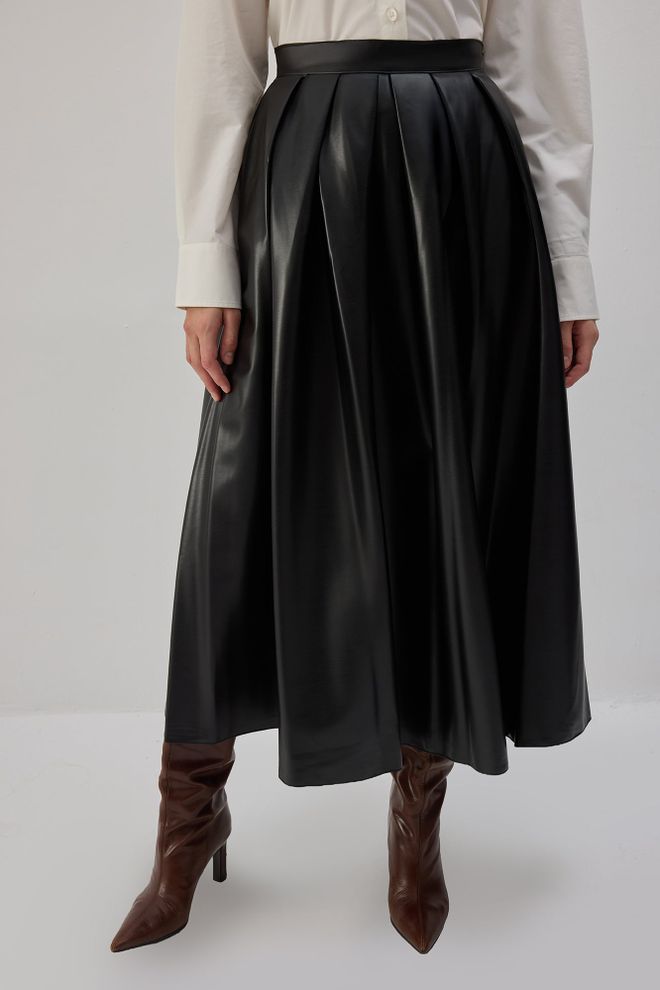 Touche Prive Juoda Retro Elegantiška Formalus Plisuotas Maxi Sijonas Didmeninė prekyba drabužiais 5