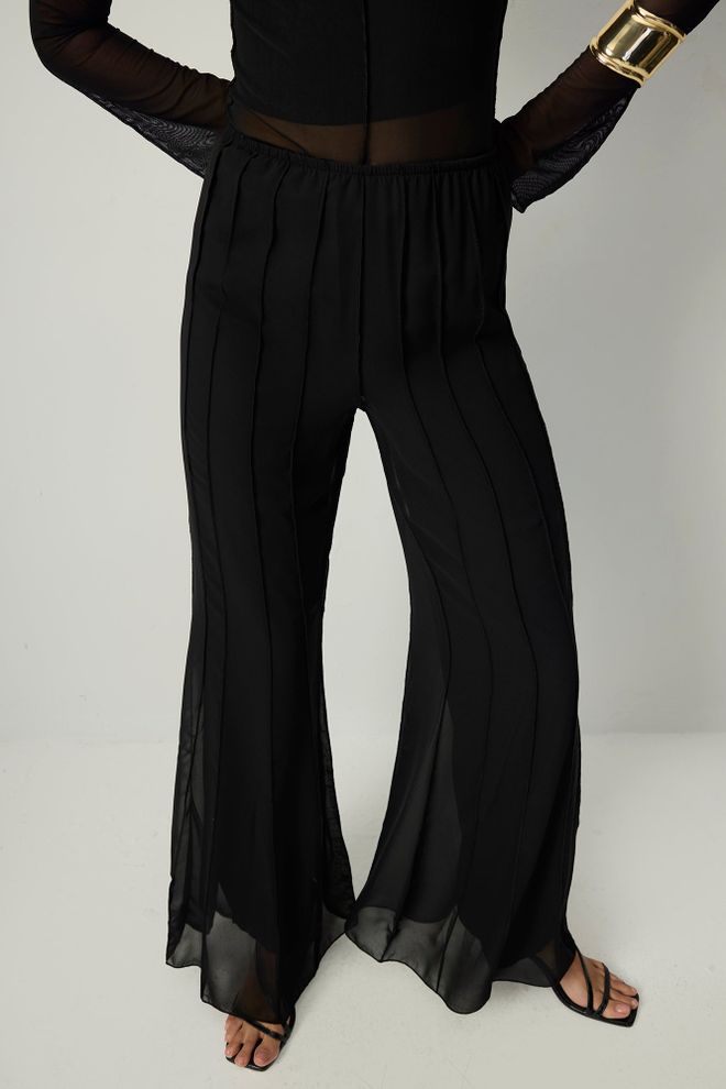 Touche Prive Pantalón Palazzo Negro Elegante Con Pierna Acampanada Ropa al por mayor Antiguo