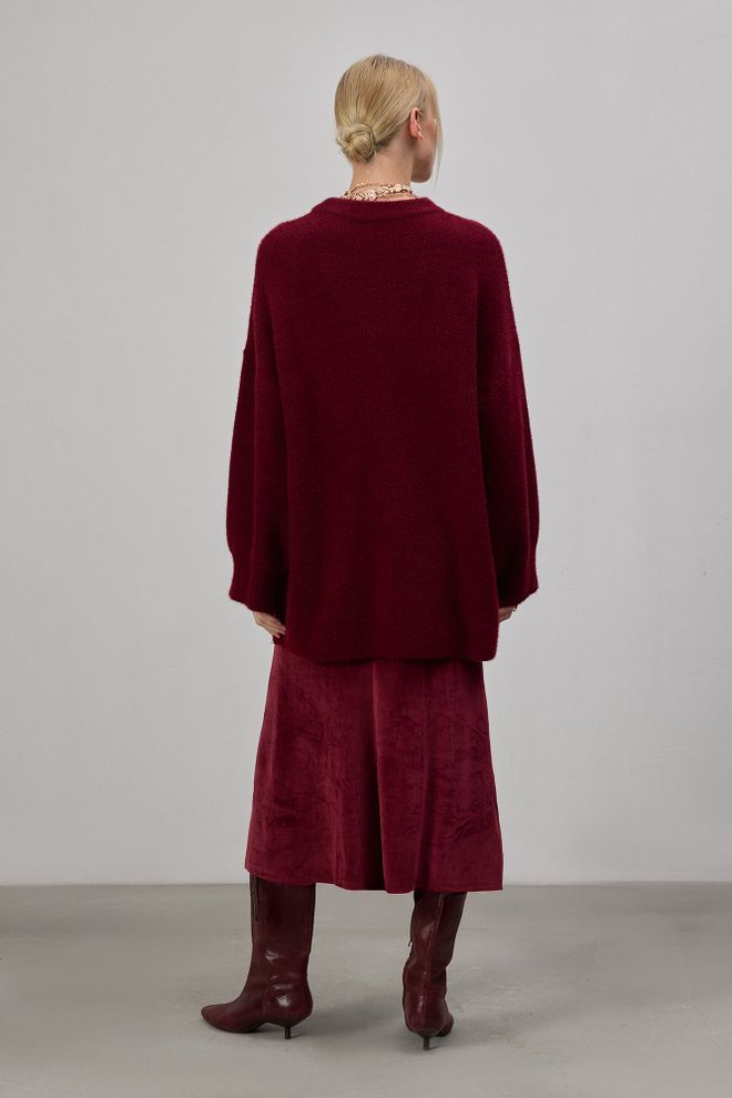 Touche Prive Falda Rojo Clarete Elegante Acampanada Midi Ropa al por mayor Casual