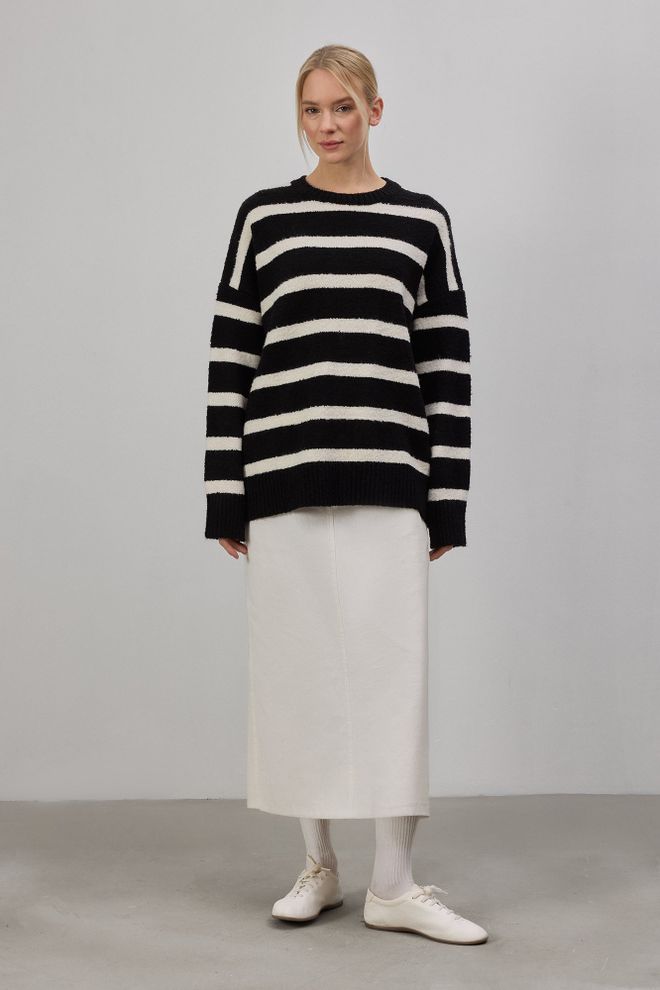 Touche Prive Jersey Negro De Rayas Y Talla Grande Ropa al por mayor Casual